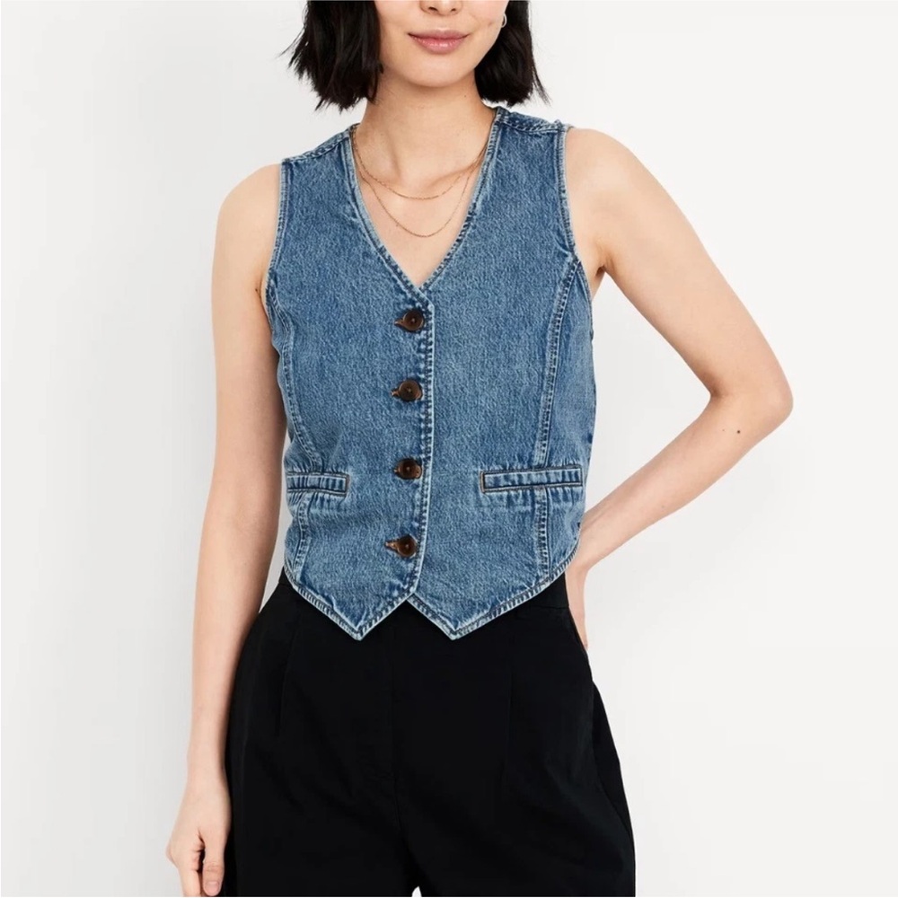 Old Navy Denim Button-Up Vest